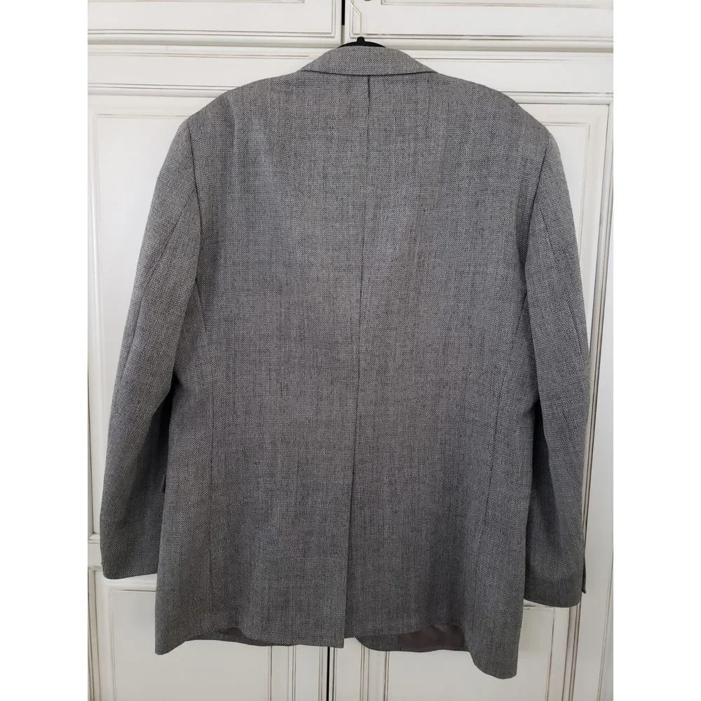 Jos A Bank 100% Wool Sport Coat Blazer Black White Tan 44L‎